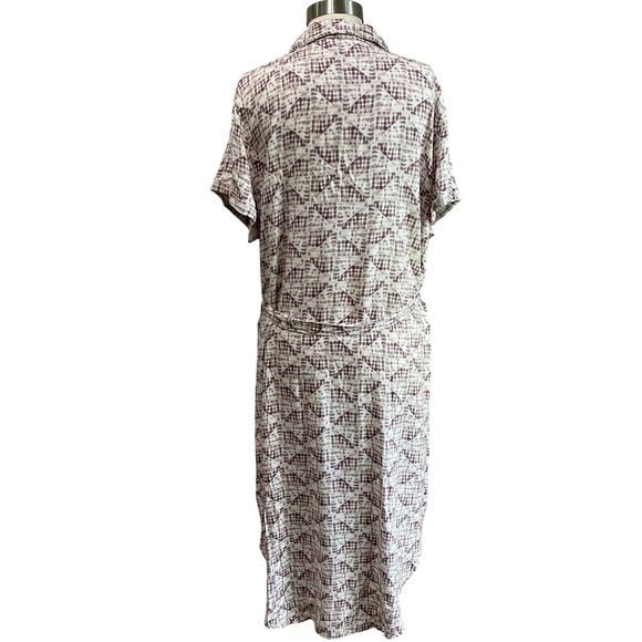 Sonoma Geometric Print Button Front Midi Shirt Dress Belted Casual XXL - Picture 2 of 14